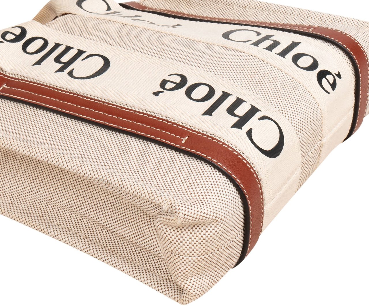 Chloé Canvas Small Woody Tote Handbag Beige