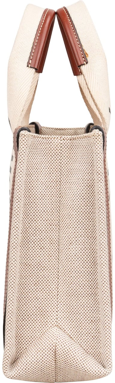 Chloé Canvas Small Woody Tote Handbag Beige