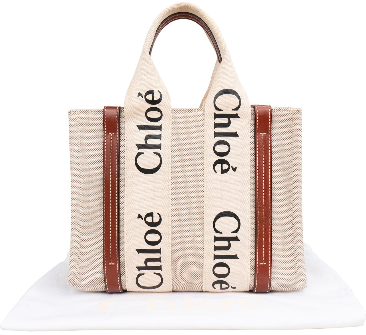 Chloé Canvas Small Woody Tote Handbag Beige