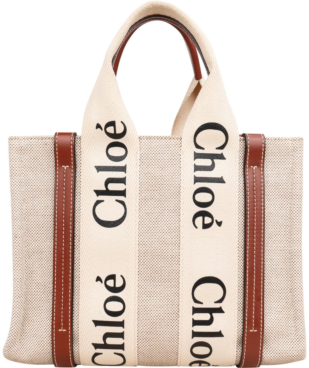 Chloé Canvas Small Woody Tote Handbag Beige