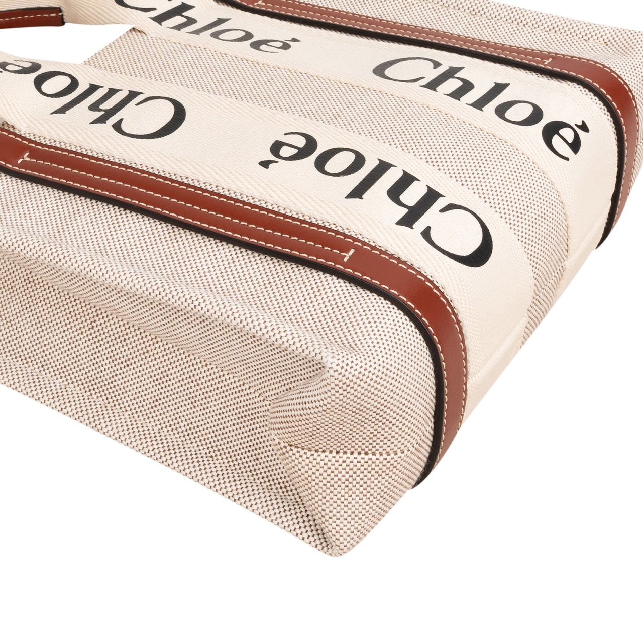 Chloé Canvas Small Woody Tote Handbag Beige
