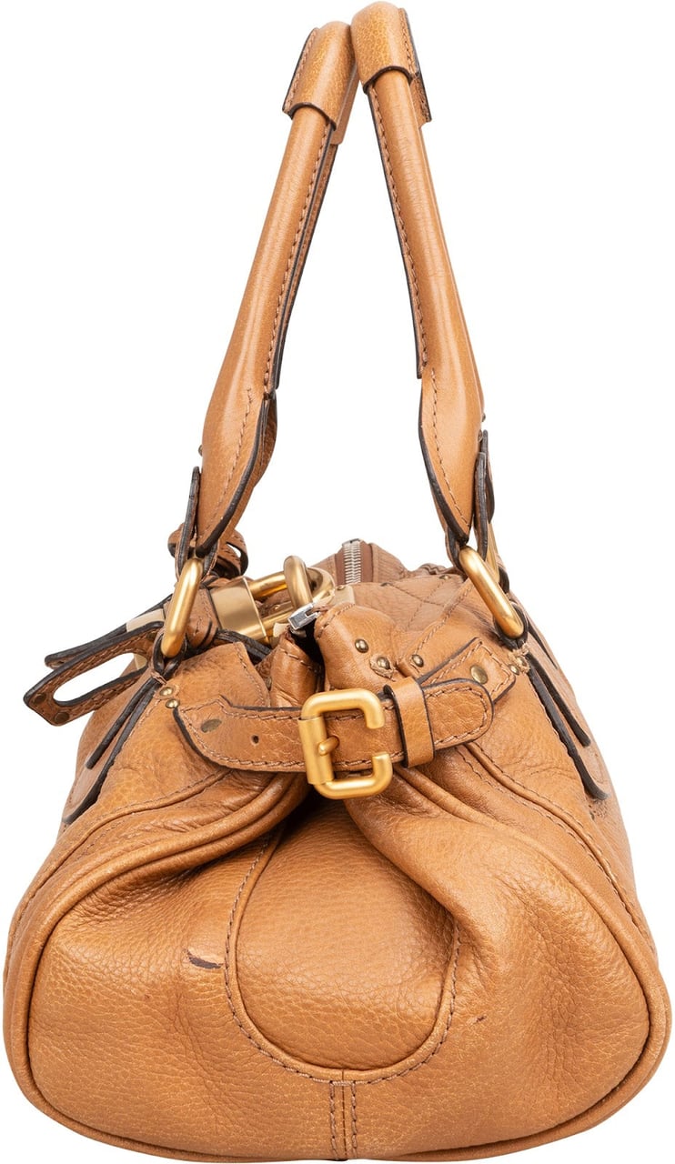 Chloé Grained Leather Paddington Satchel Handbag Bruin