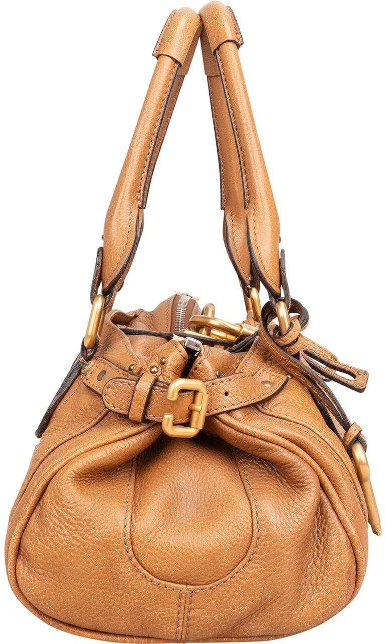 Chloé Grained Leather Paddington Satchel Handbag Bruin