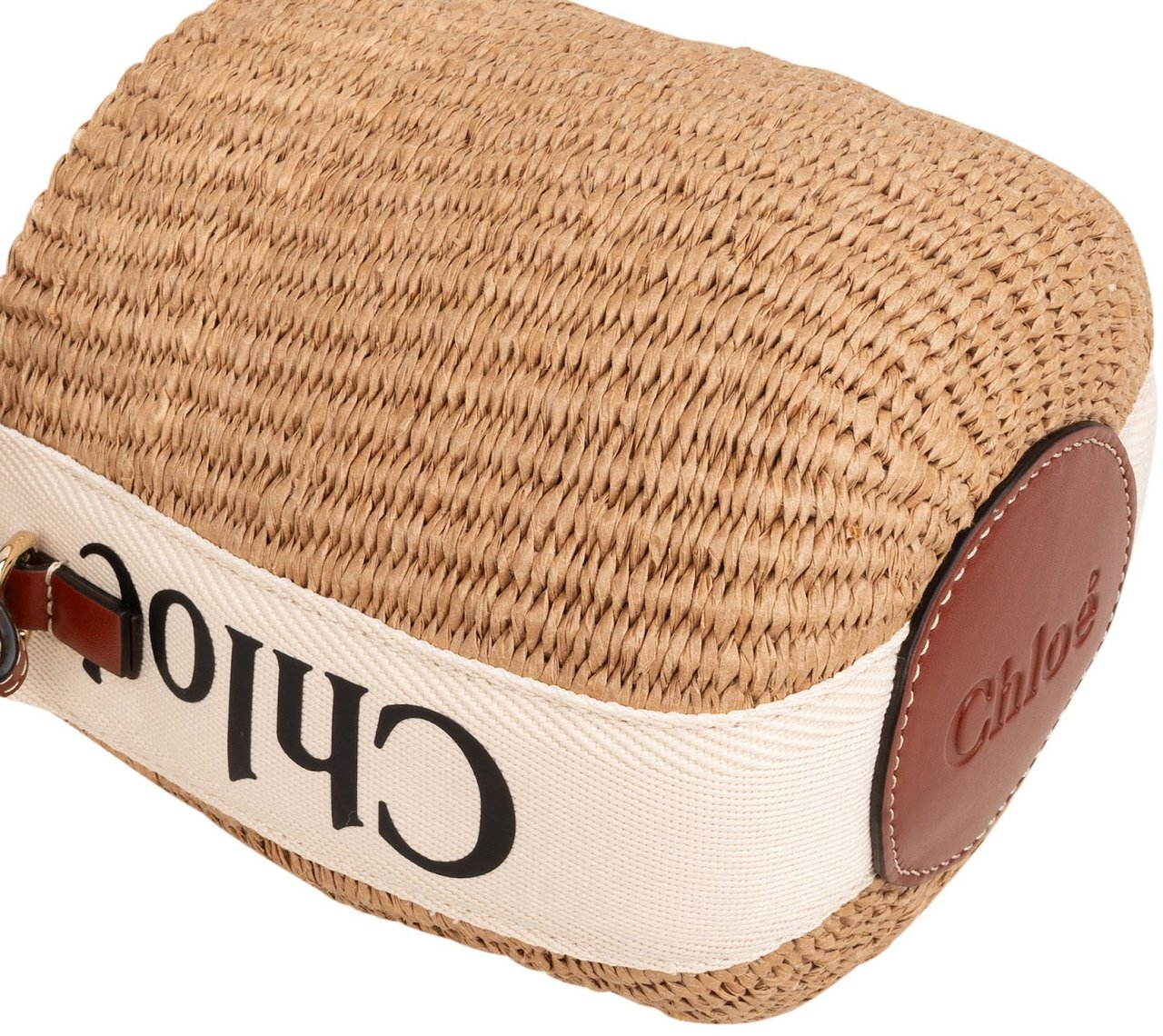 Chloé Small Woody Basket Raffia Crossbody Handbag Bruin