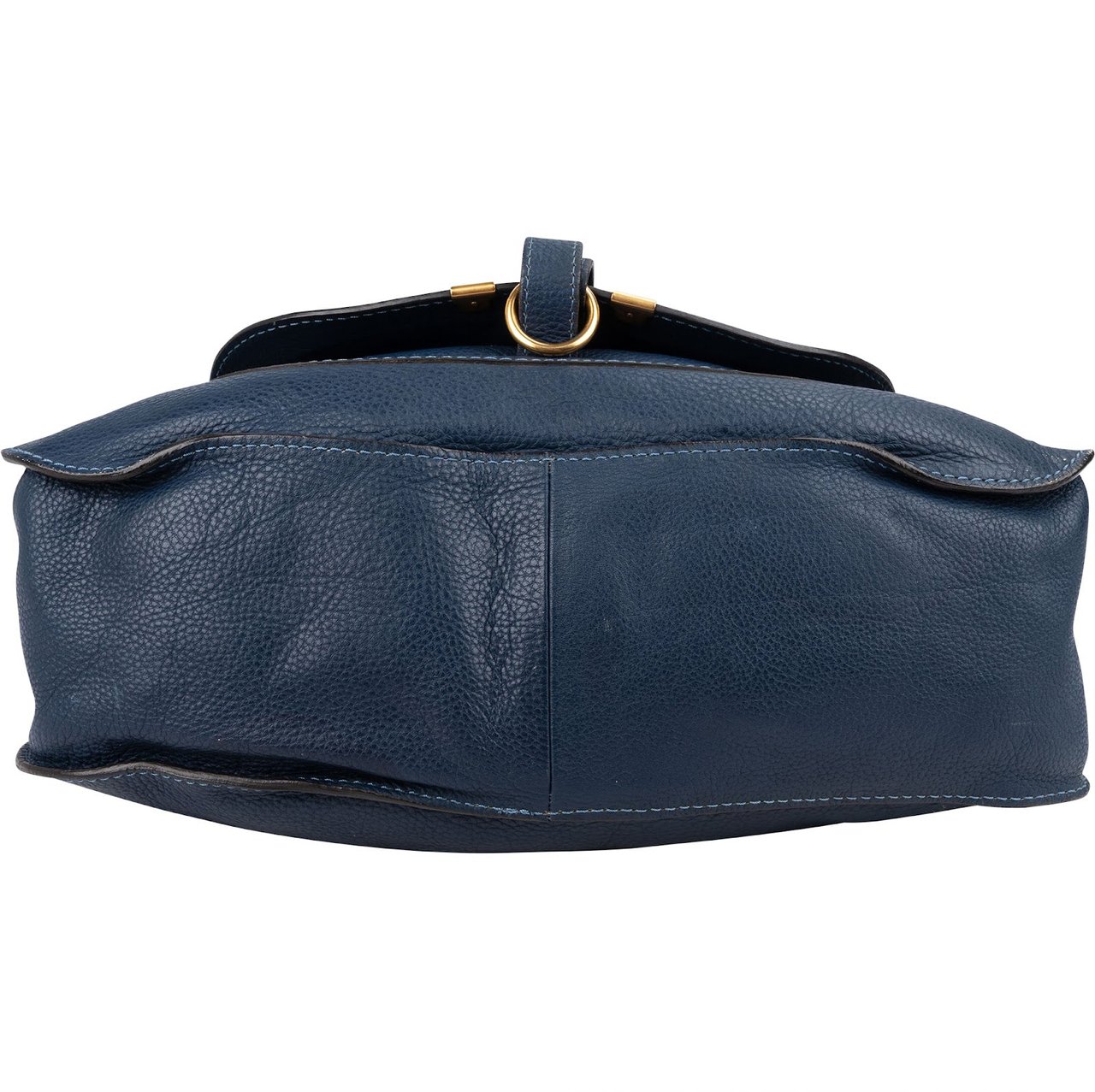 Chloé Blue Grained Leather Marcie Shoulder Bag Blauw