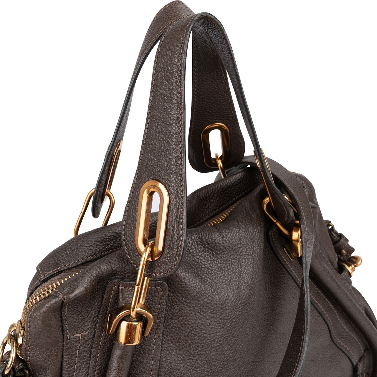 Chloé Brown Leather Paraty Handbag Bruin