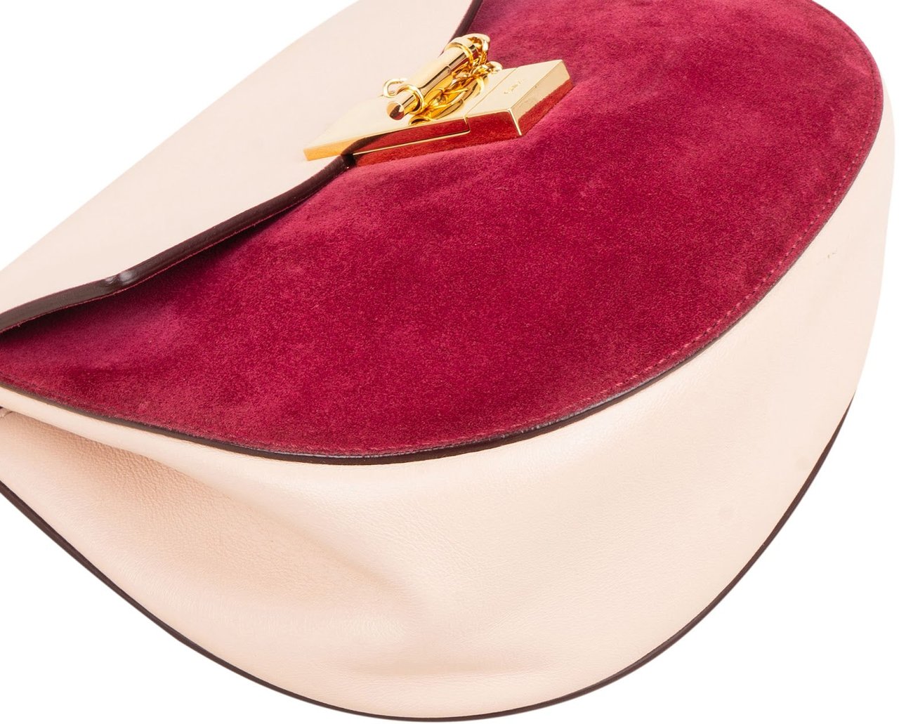 Chloé Suede Leather Bicolor Drew Crossbody Bag Rood
