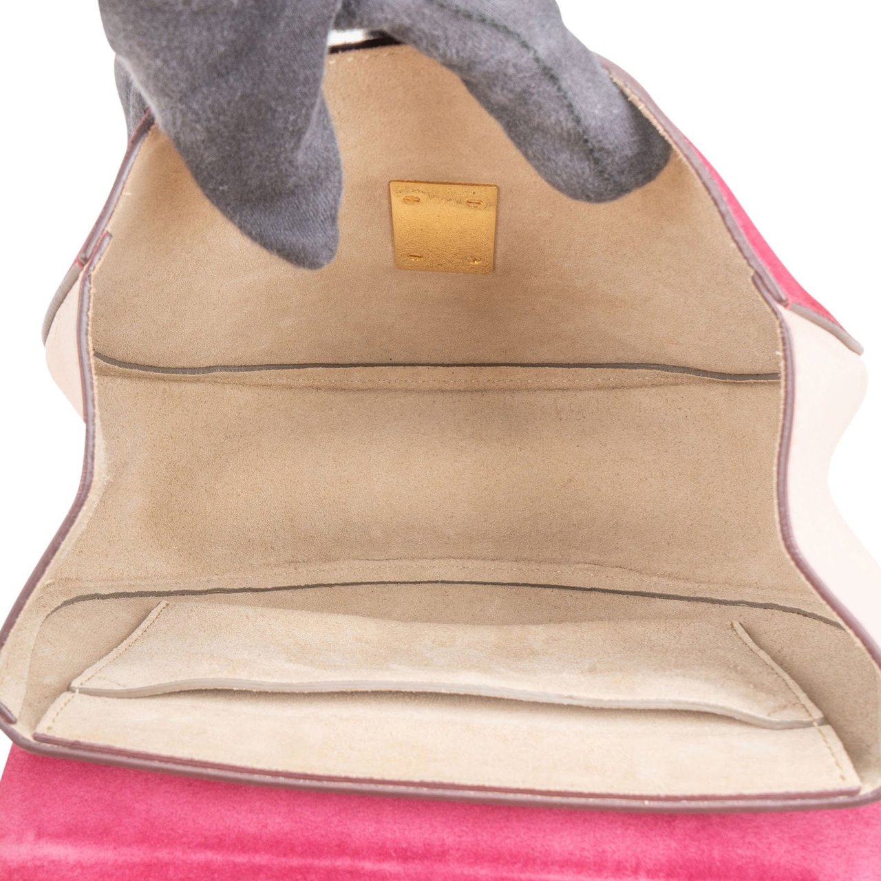 Chloé Suede Leather Bicolor Drew Crossbody Bag Rood