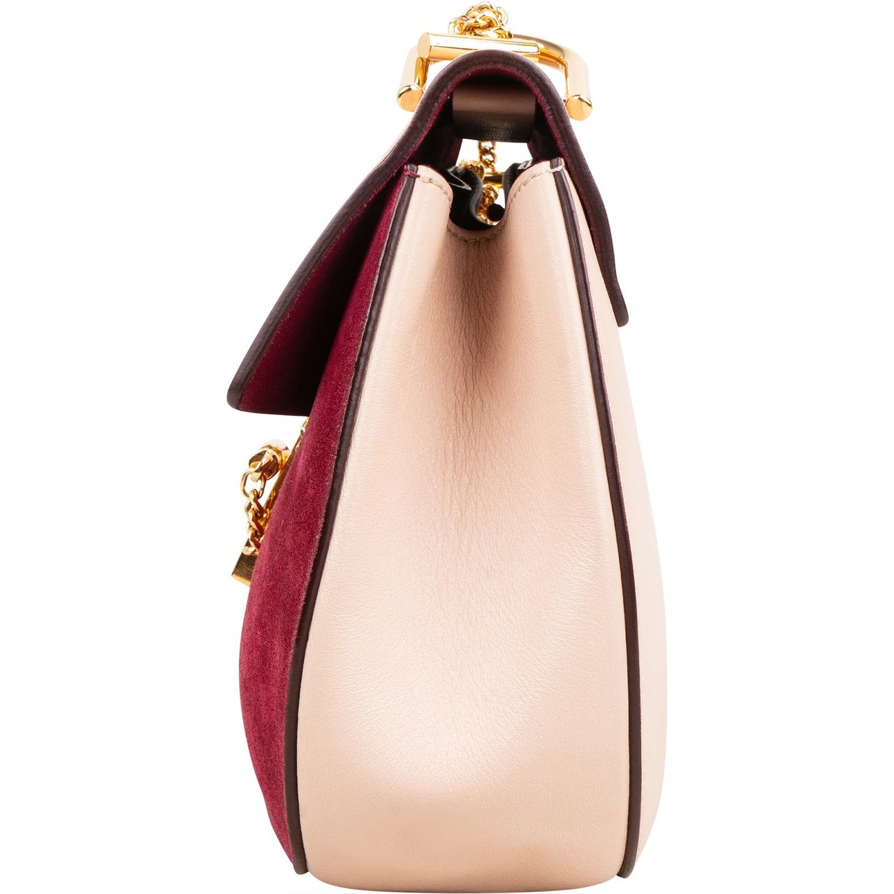 Chloé Suede Leather Bicolor Drew Crossbody Bag Rood