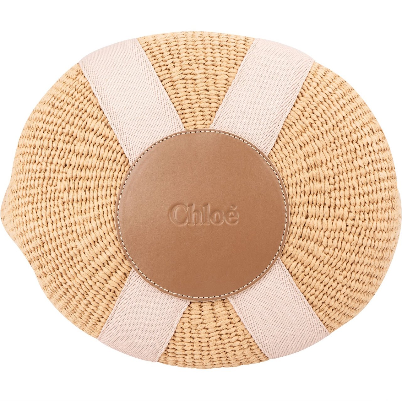 Chloé Raffia Woody Medium Basket Shoulder Bag Beige
