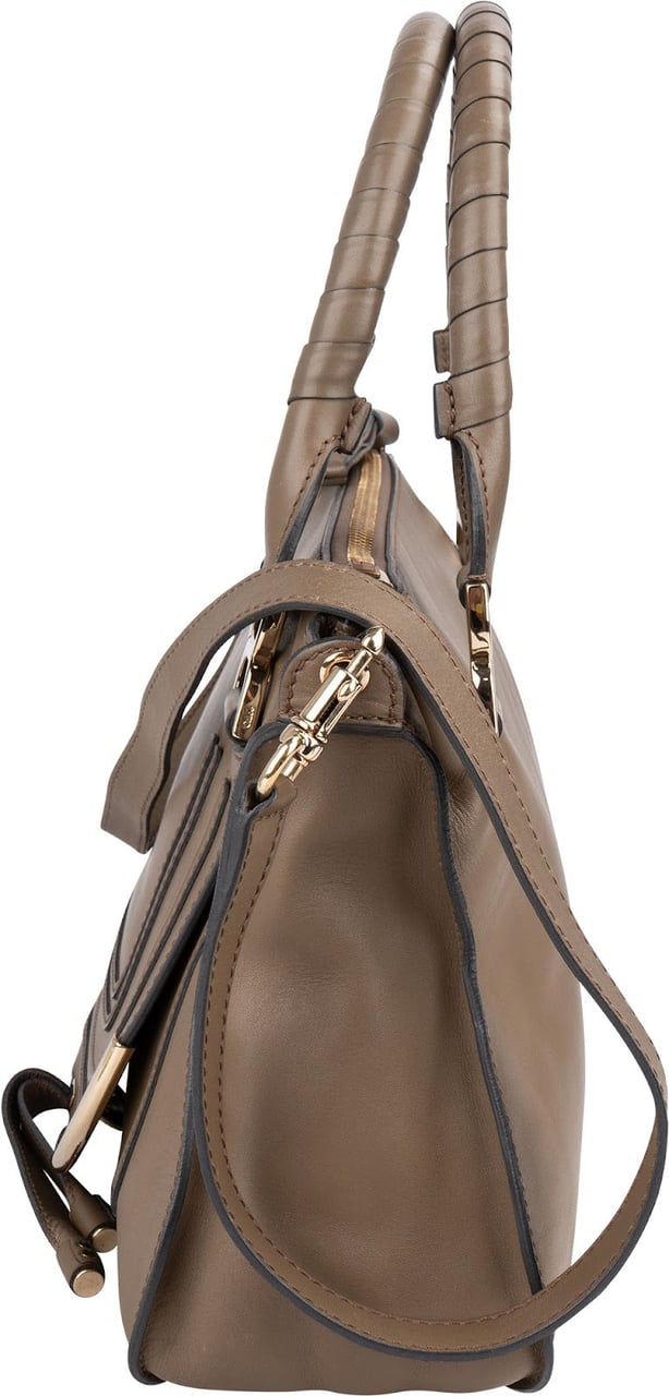 Chloé Taupe Calfskin Marcie Saddle Handbag Taupe
