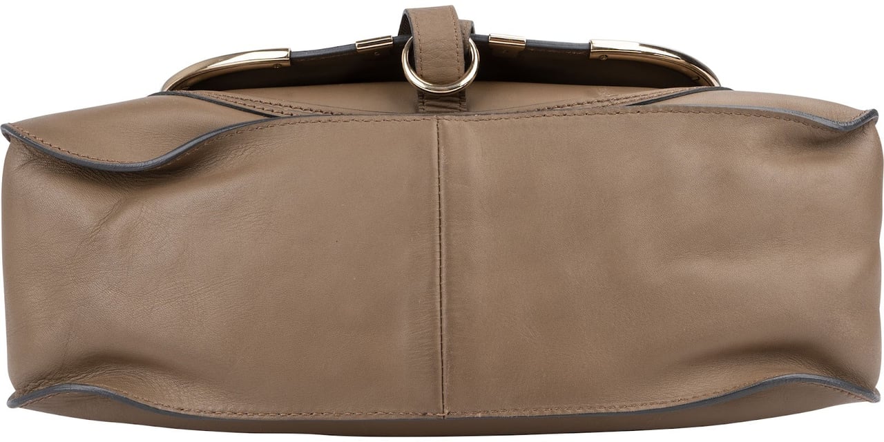 Chloé Taupe Calfskin Marcie Saddle Handbag Taupe