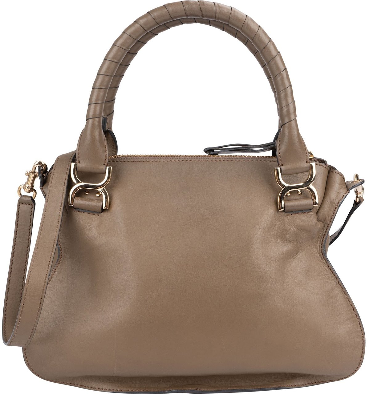 Chloé Taupe Calfskin Marcie Saddle Handbag Taupe