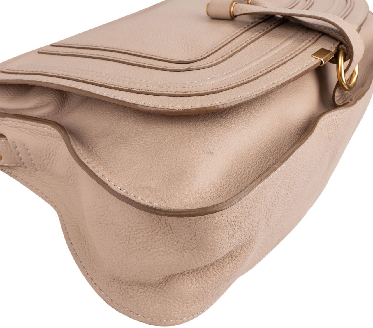 Chloé Beige Grained Calfskin Marcie Top Handle Shoulder Bag Beige
