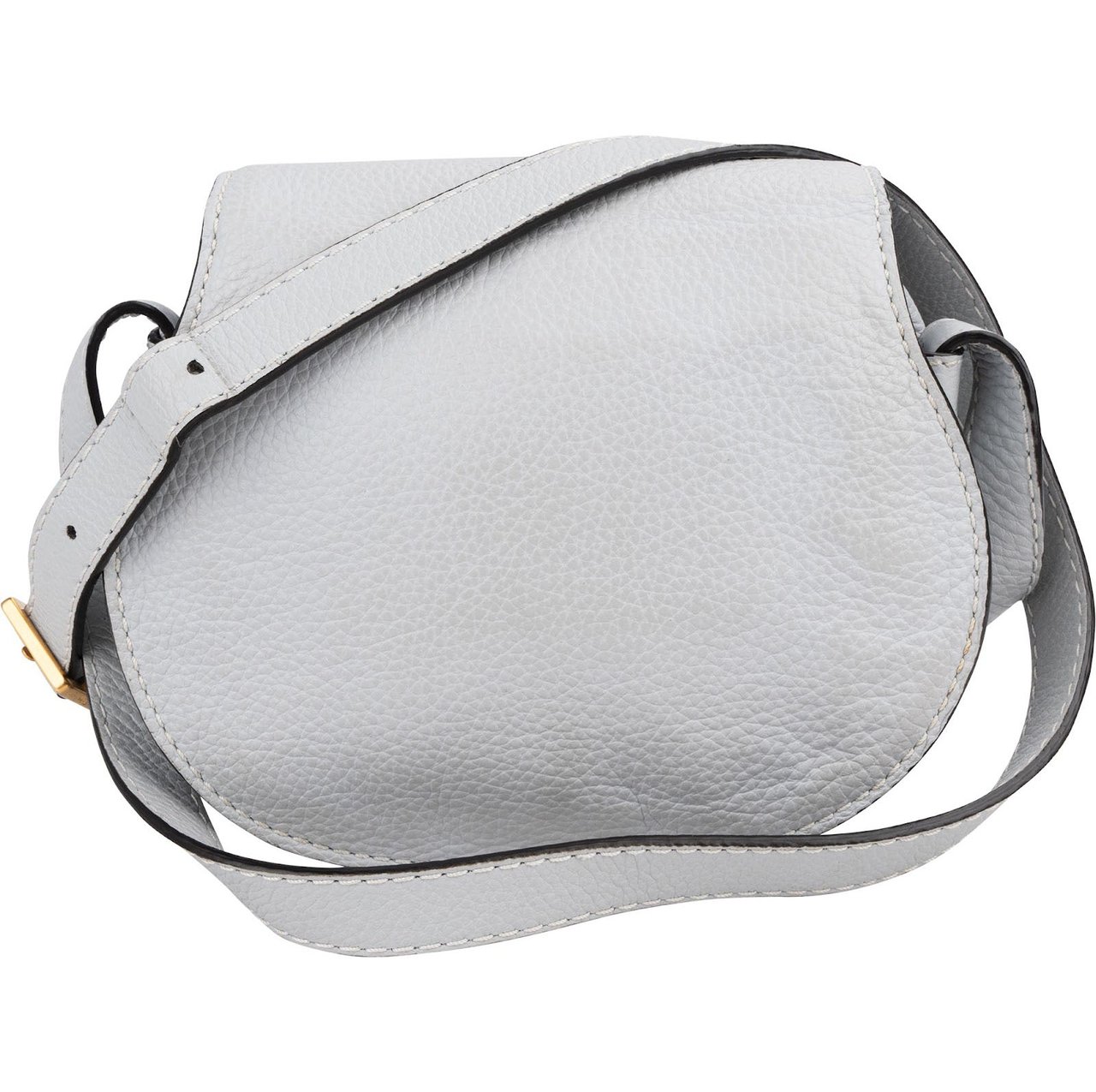 Chloé Grained Calfskin Marcie Small Saddle Crossbody Bag Lichtblauw