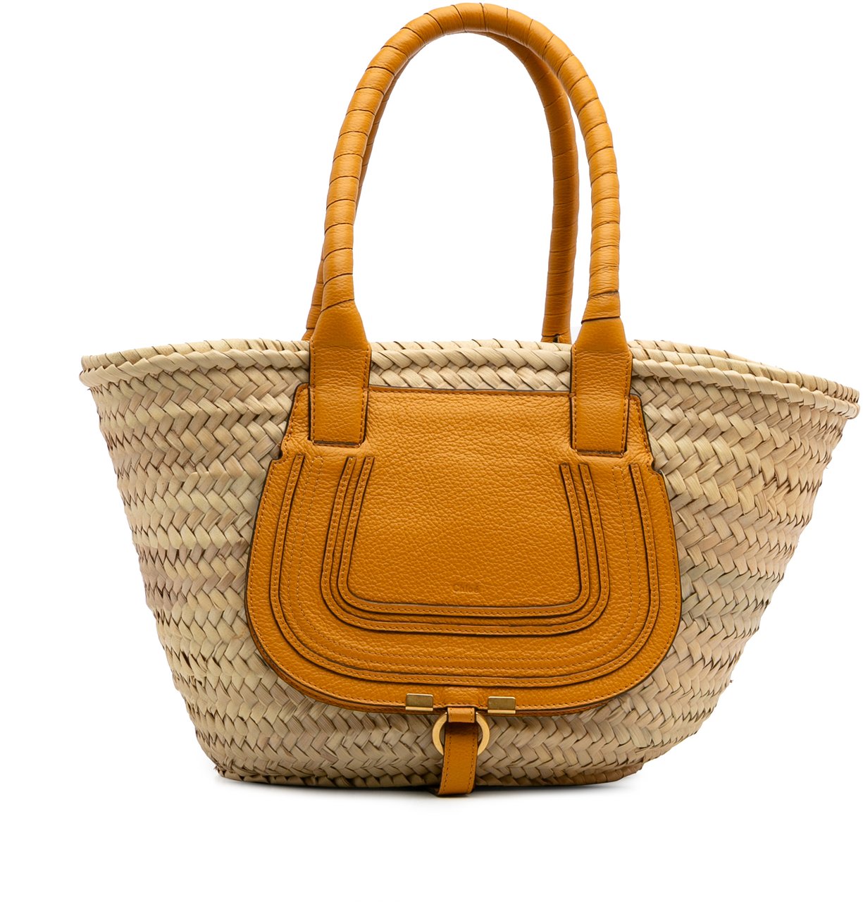 Chloé Medium Raffia Marcie Basket Tote Bruin