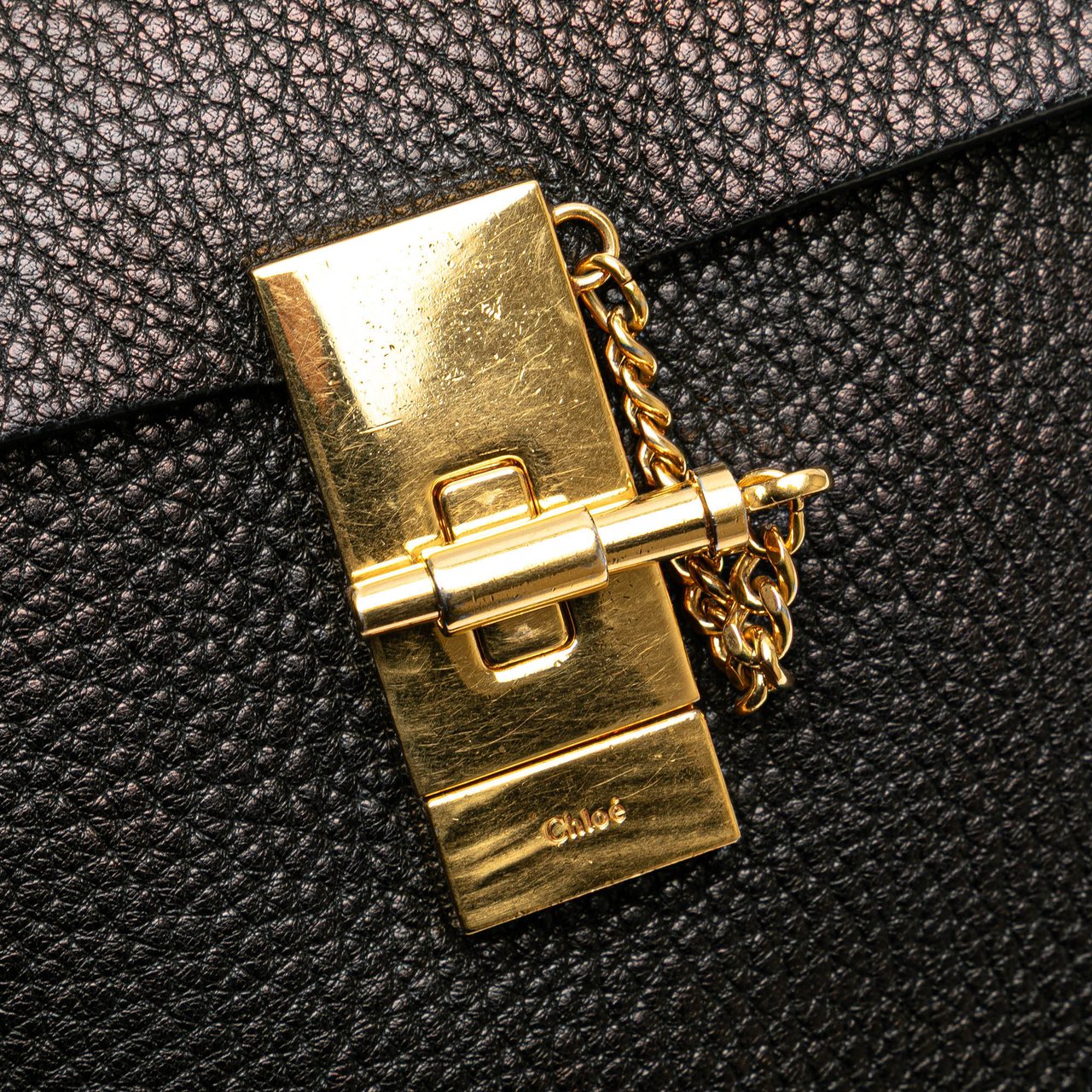 Chloé Large Grained Lambskin Drew Crossbody Zwart