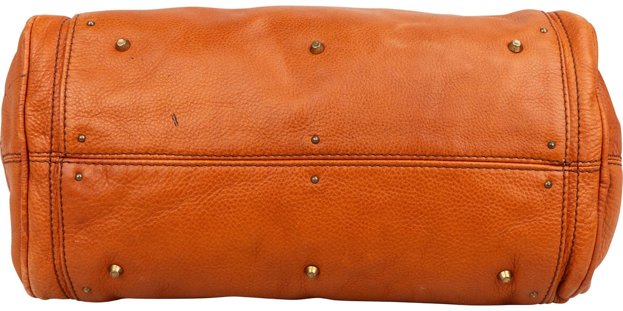 Chloé Cognac Grained Leather Paddington Satchel Handbag Bruin