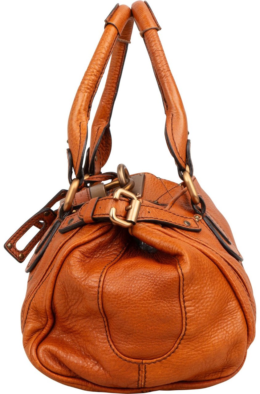 Chloé Cognac Grained Leather Paddington Satchel Handbag Bruin