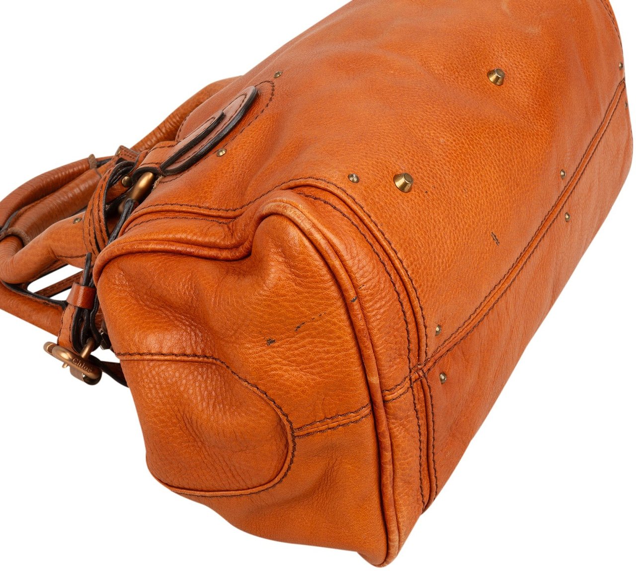 Chloé Cognac Grained Leather Paddington Satchel Handbag Bruin