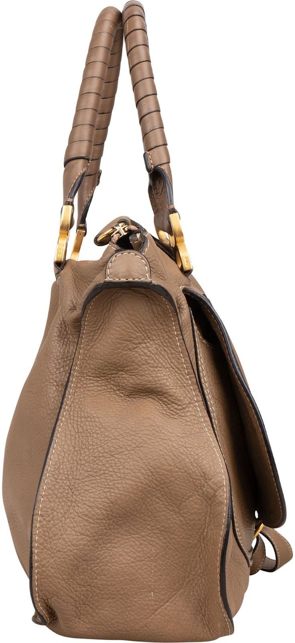 Chloé Grained Leather Large Marcie Shoulder Bag Taupe