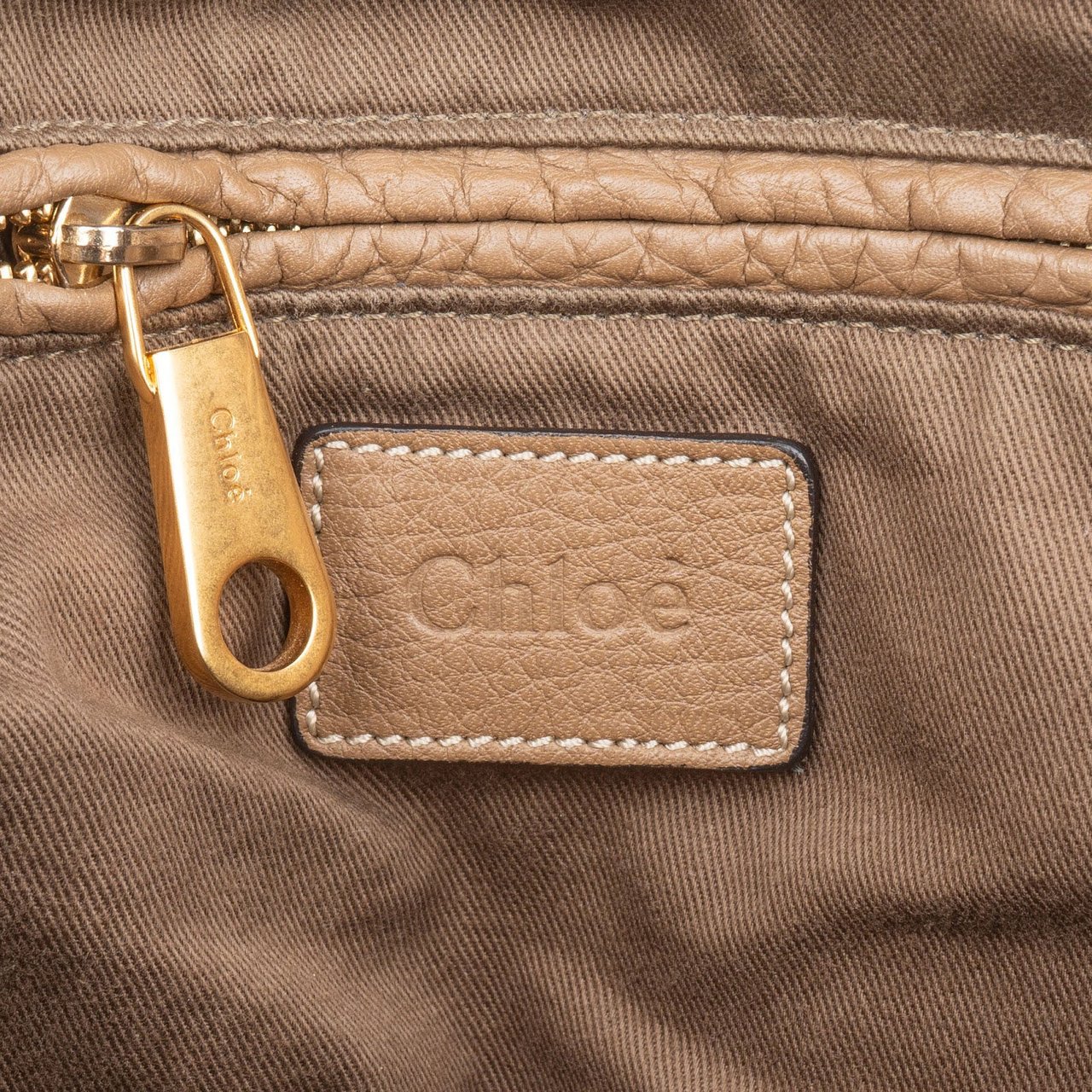 Chloé Grained Leather Large Marcie Shoulder Bag Taupe