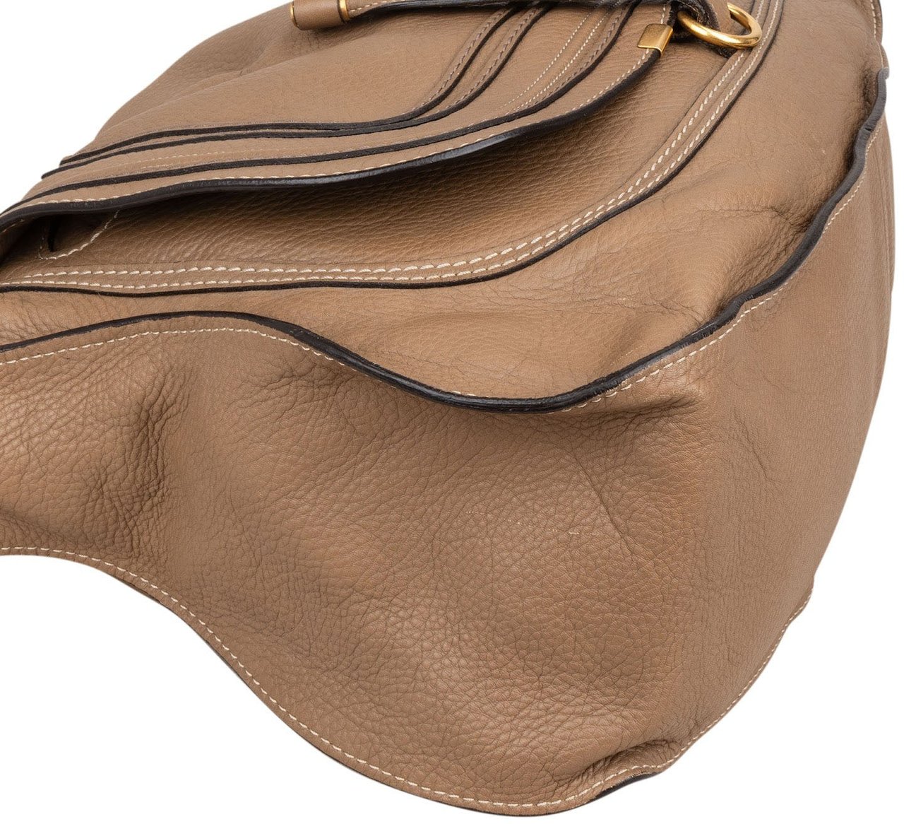 Chloé Grained Leather Large Marcie Shoulder Bag Taupe