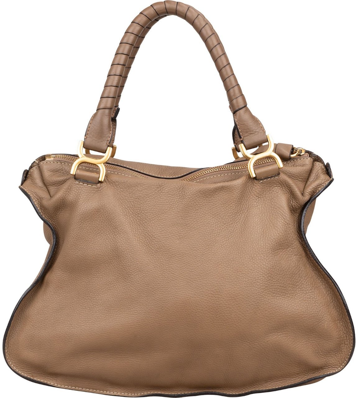 Chloé Grained Leather Large Marcie Shoulder Bag Taupe