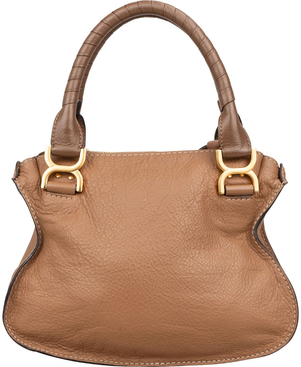 Chloé Grained Leather Marcie Small Handbag Bruin