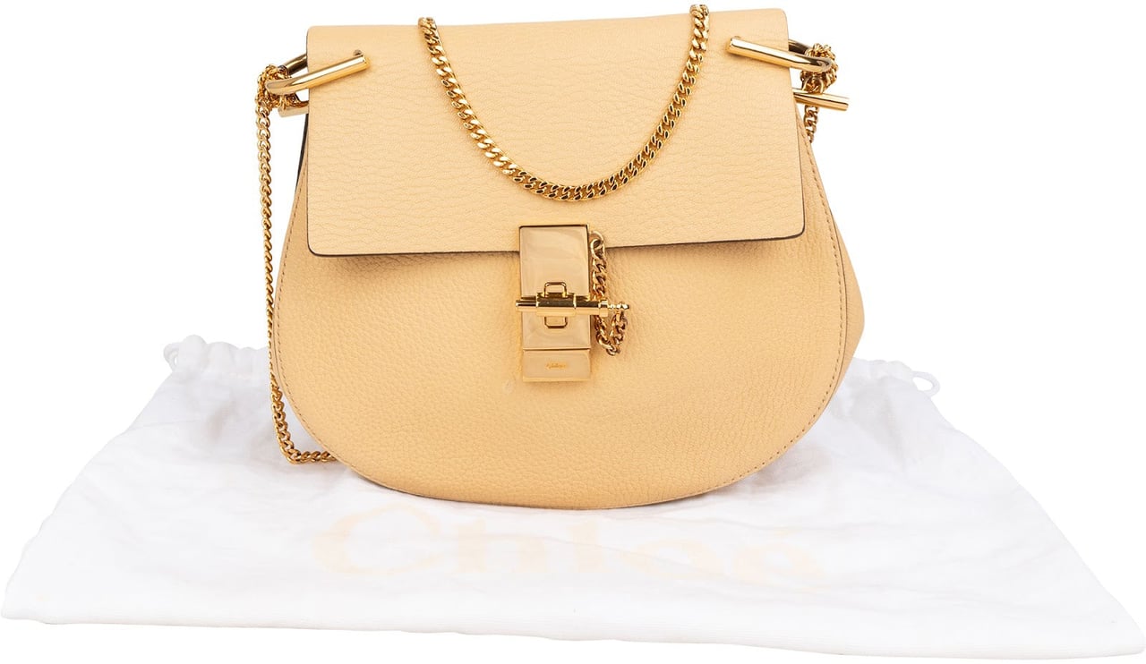 Chloé Grained Leather Drew Crossbody Bag Geel