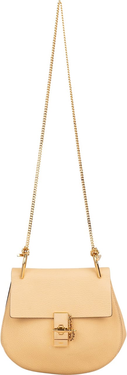 Chloé Grained Leather Drew Crossbody Bag Geel