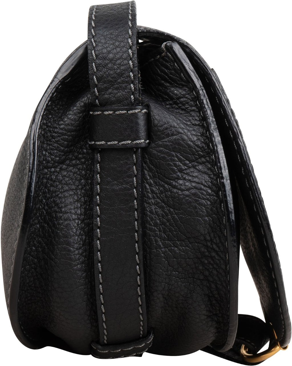 Chloé Grained Calfskin Marcie Mini Saddle Crossbody Bag Zwart