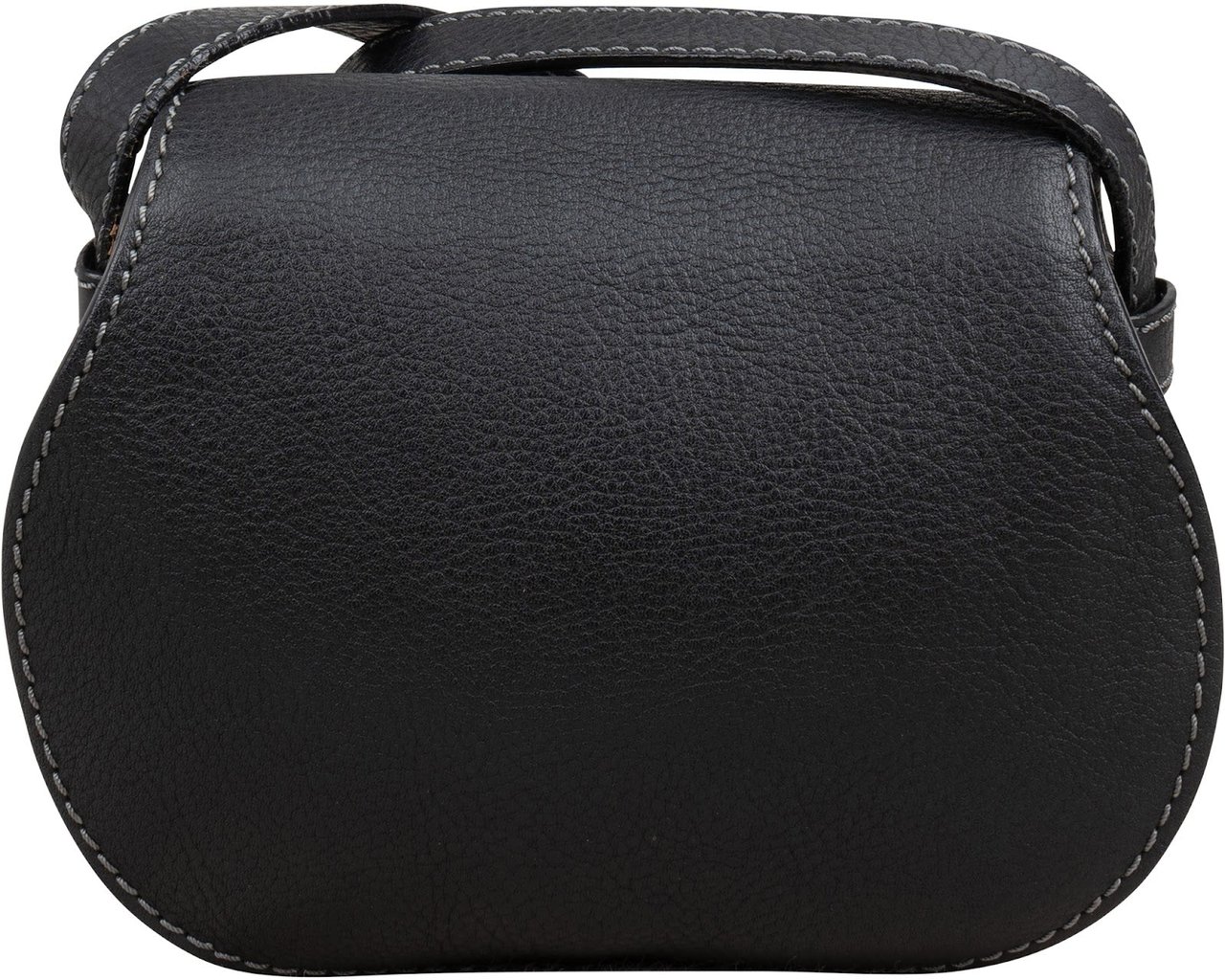 Chloé Grained Calfskin Marcie Mini Saddle Crossbody Bag Zwart
