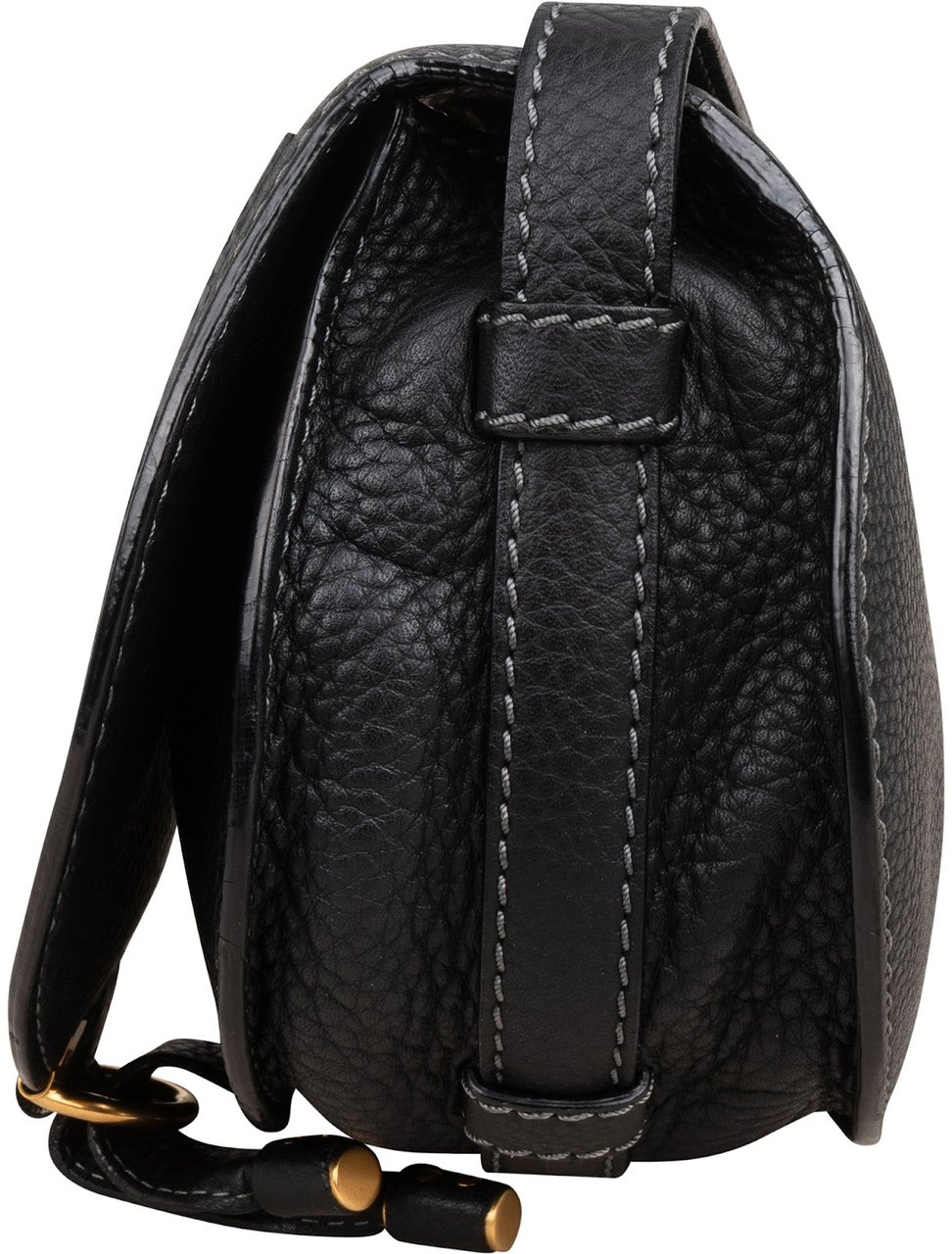Chloé Back Leather Marcie Mini Saddle Crossbody Bag Zwart
