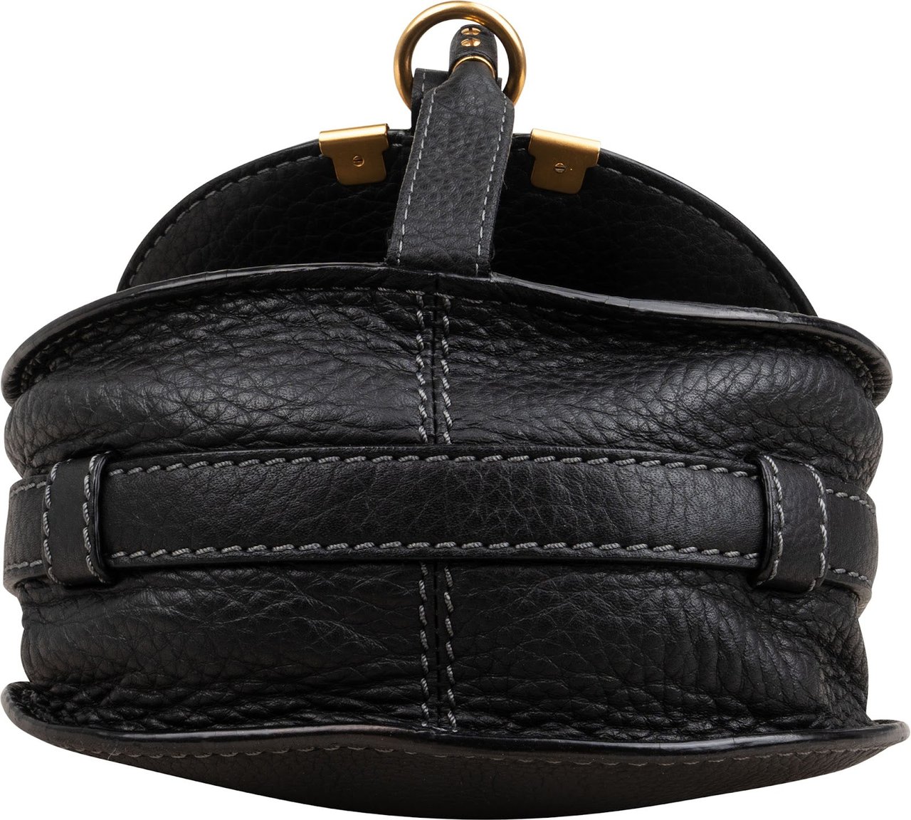 Chloé Back Leather Marcie Mini Saddle Crossbody Bag Zwart