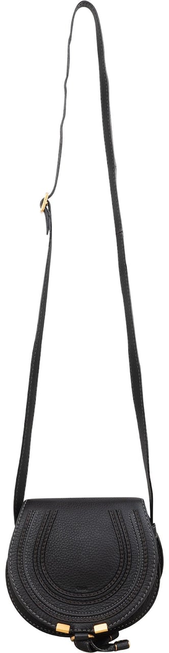 Chloé Back Leather Marcie Mini Saddle Crossbody Bag Zwart
