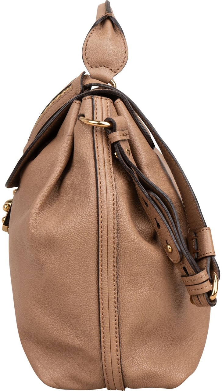 Chloé Leather Elsie Turnlock Handbag Beige