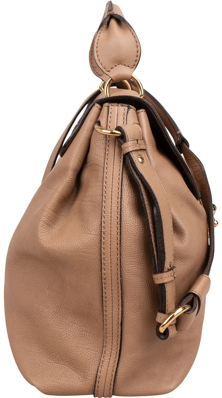 Chloé Leather Elsie Turnlock Handbag Beige