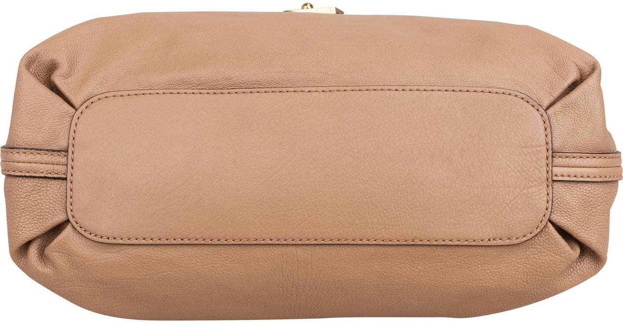 Chloé Leather Elsie Turnlock Handbag Beige