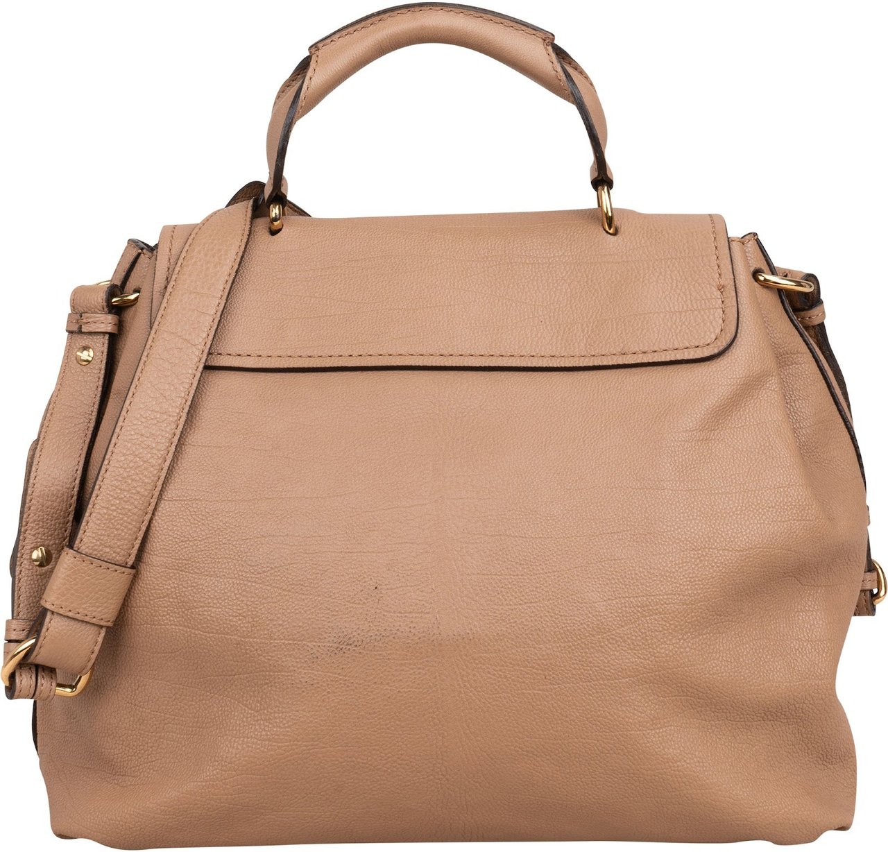 Chloé Leather Elsie Turnlock Handbag Beige