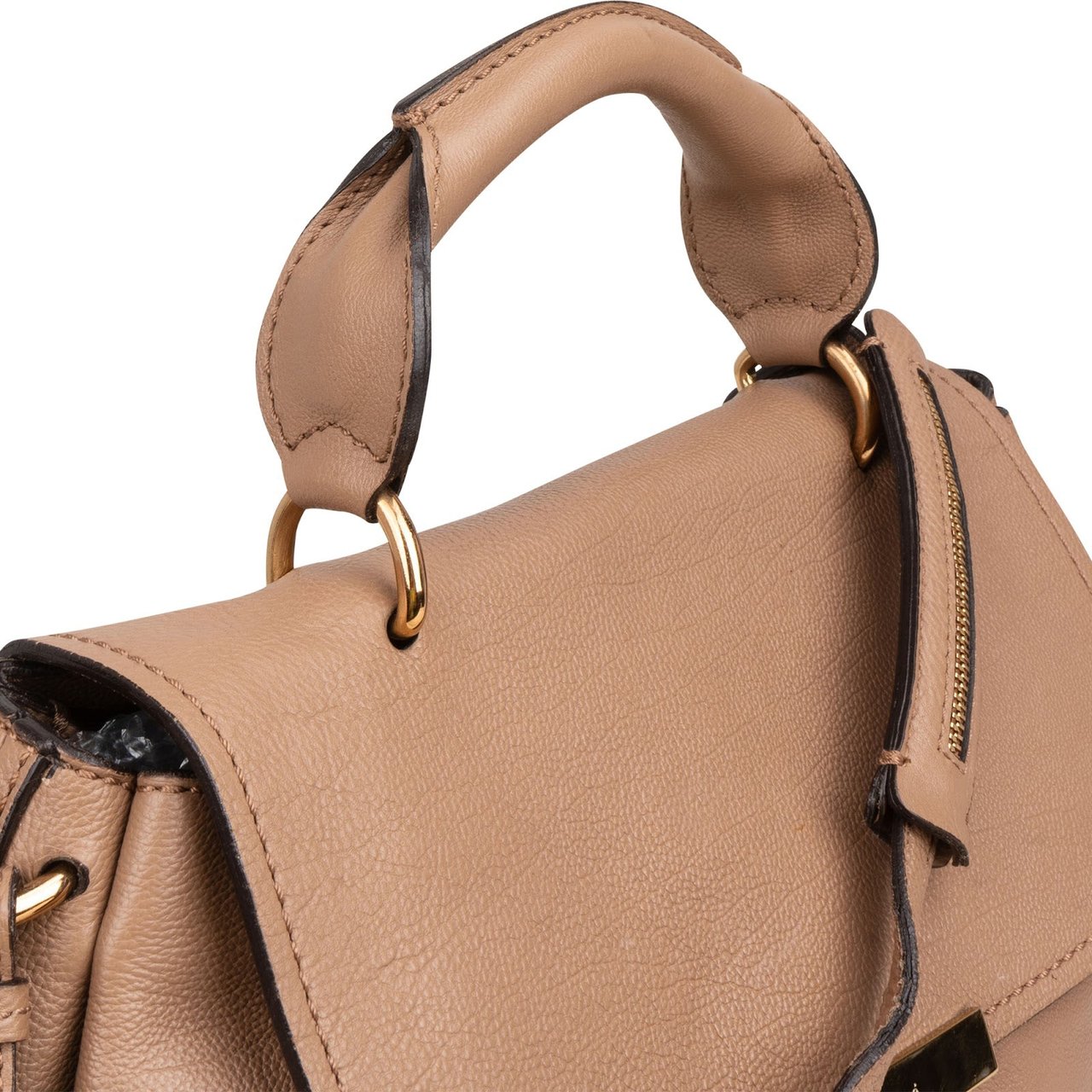 Chloé Leather Elsie Turnlock Handbag Beige