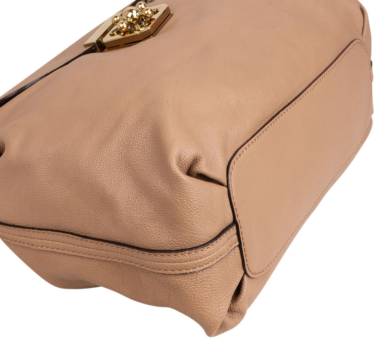 Chloé Leather Elsie Turnlock Handbag Beige
