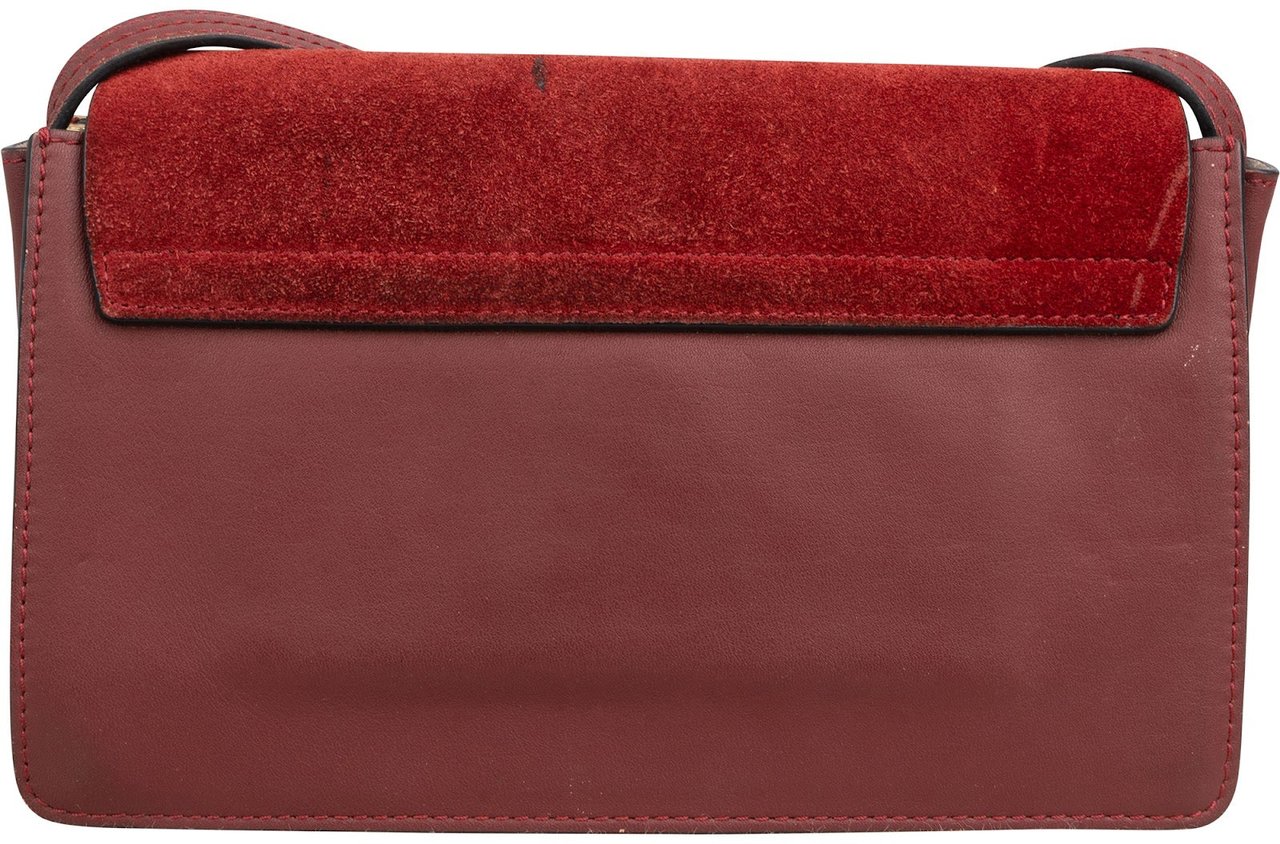 Chloé Suede Calfskin Faye Small Shoulder Crossbody Bag Maroon