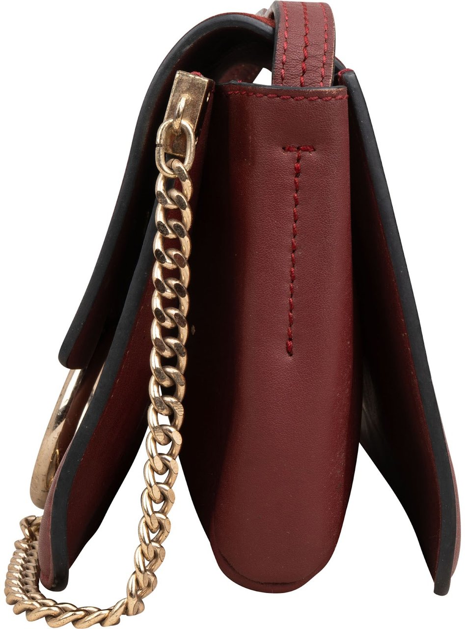 Chloé Suede Calfskin Faye Small Shoulder Crossbody Bag Maroon