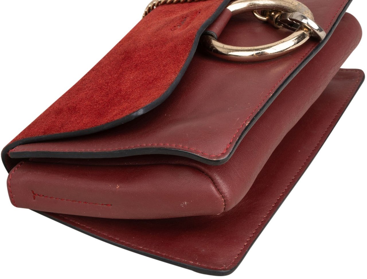 Chloé Suede Calfskin Faye Small Shoulder Crossbody Bag Maroon