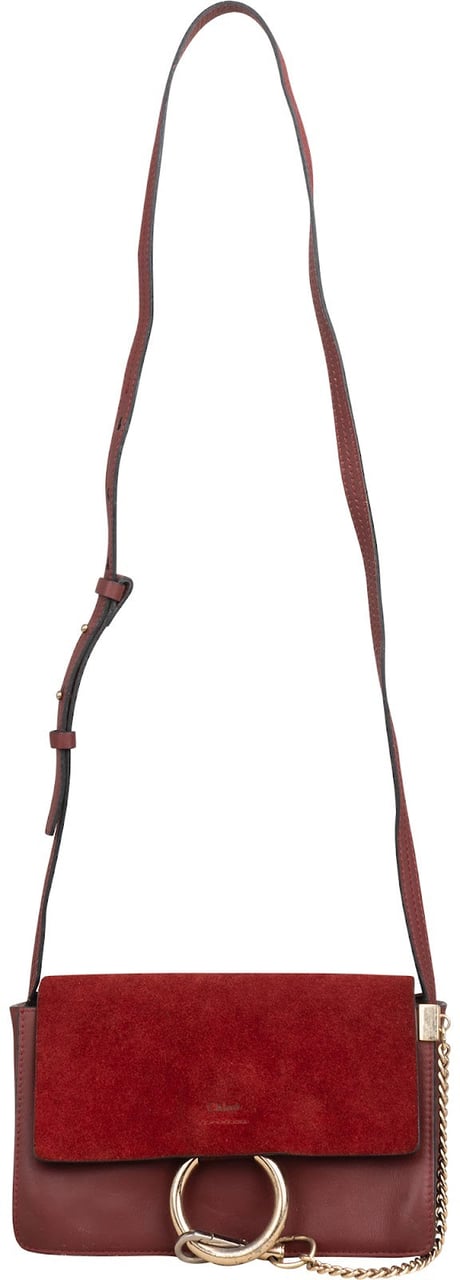 Chloé Suede Calfskin Faye Small Shoulder Crossbody Bag Maroon