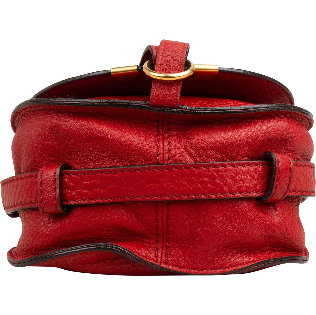 Chloé Grained Calfskin Marcie Mini Saddle Crossbody Bag Rood