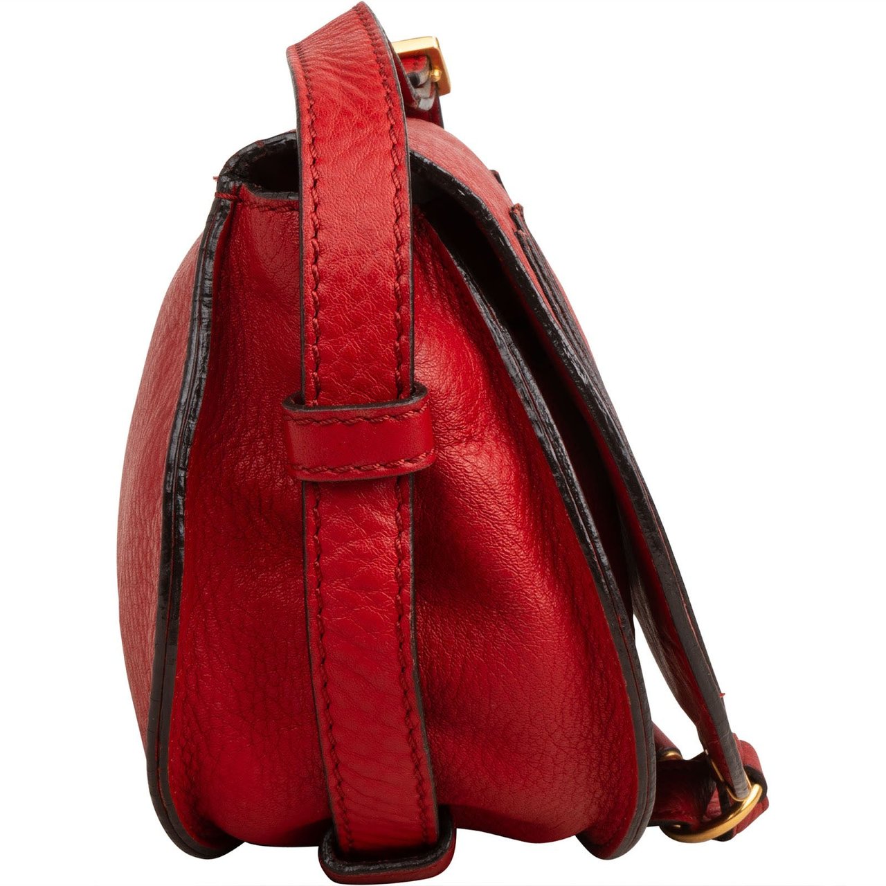 Chloé Grained Calfskin Marcie Mini Saddle Crossbody Bag Rood
