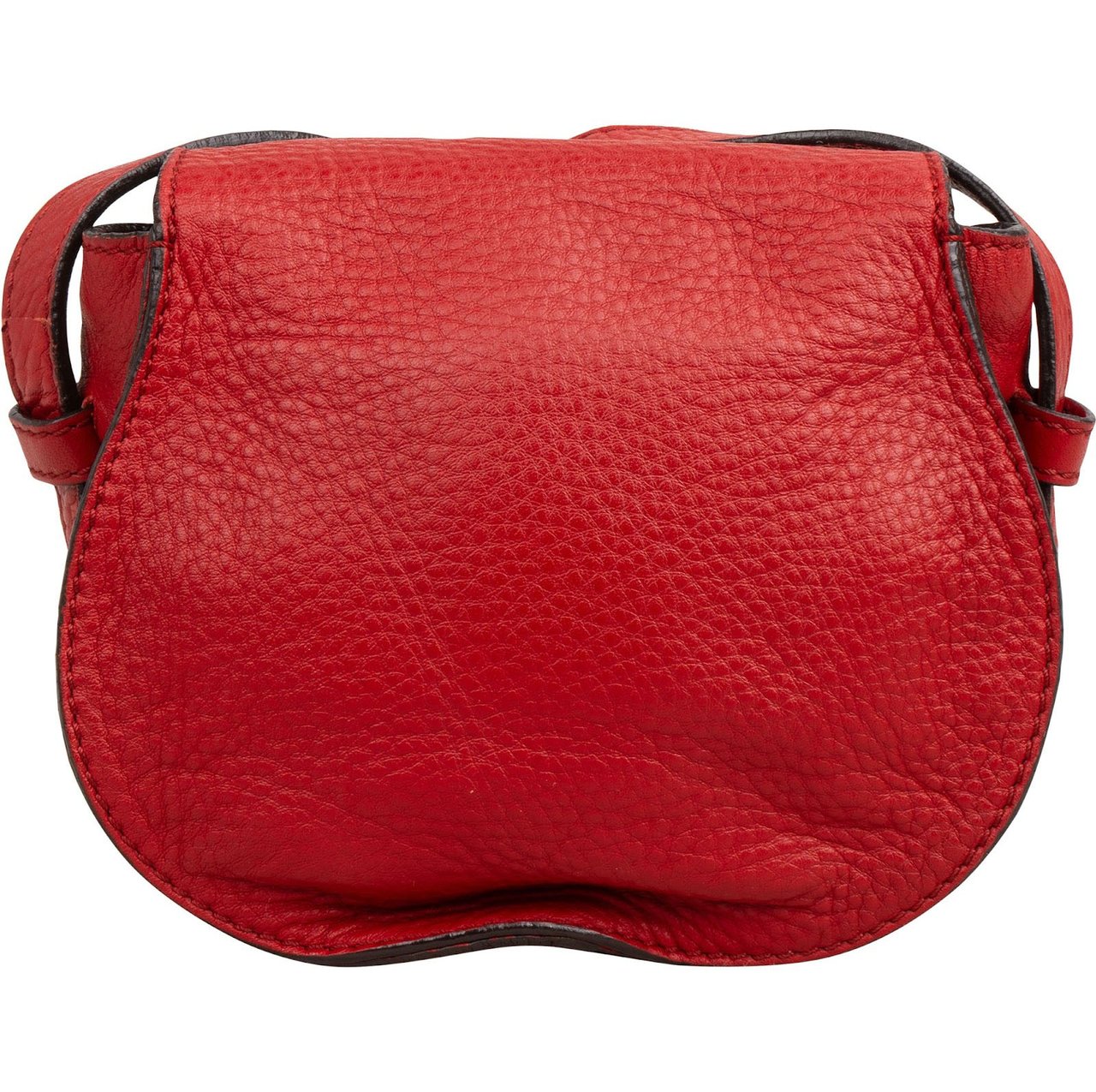 Chloé Grained Calfskin Marcie Mini Saddle Crossbody Bag Rood