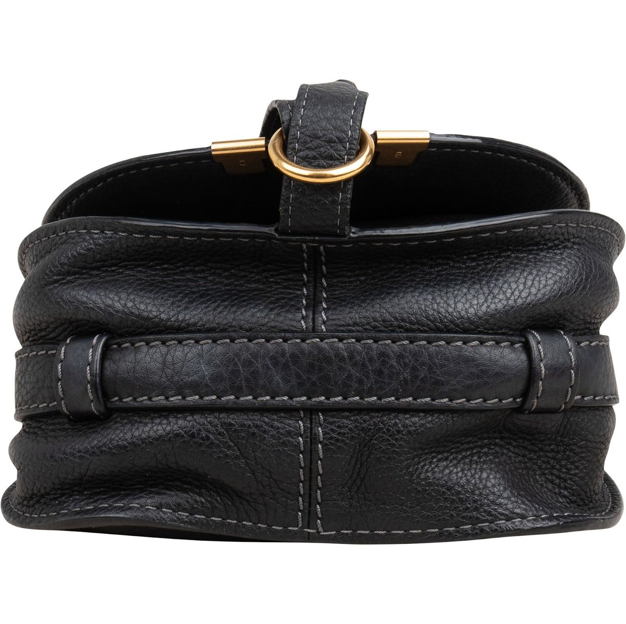 Chloé Grained Calfskin Small Marcie Saddle Crossbody Bag Zwart